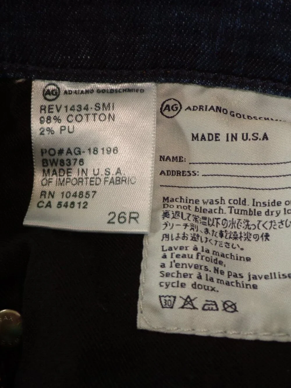 NWOT AG ADRIANO GOLDSCHMIED the Prima Mid-Rise CIGARETTE Jeans 26R Dk Denim - Picture 10 of 11